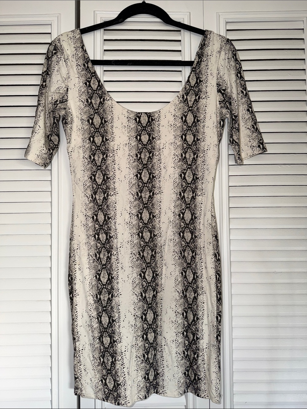 Snake Print Scoop Neck Dress by Bebe